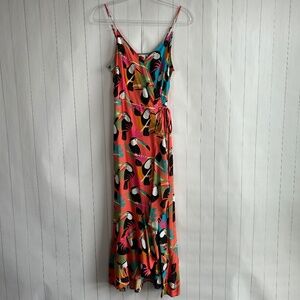 Farm Rio size S Toucan wrap maxi dress boho tropical colorful sundress boho